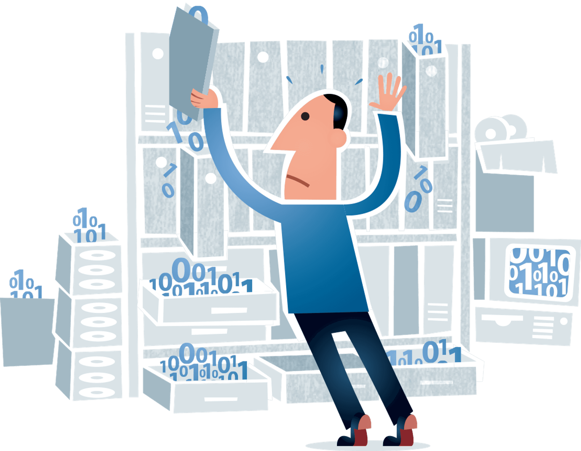 Cartoon depicting begin overwhelmed